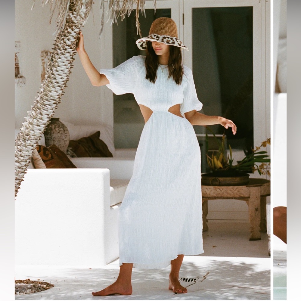 Elegant White Cut-Out Maxi Dress